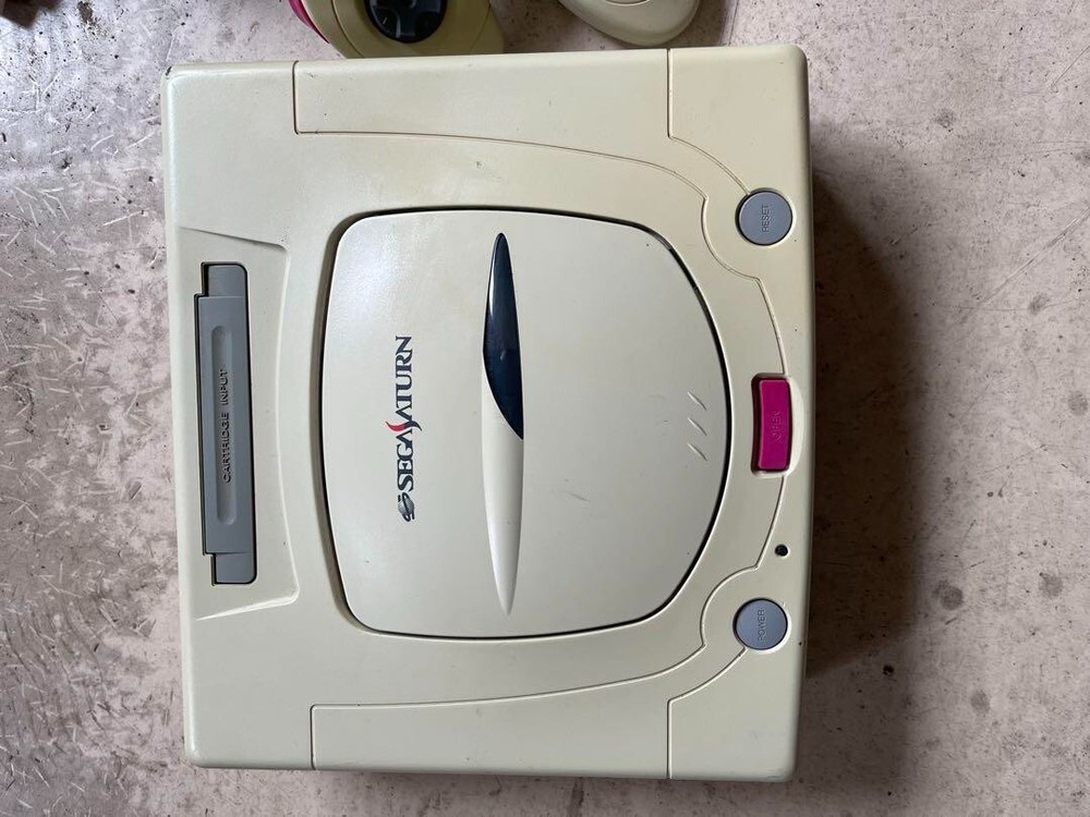SEGA Saturn WHITE Game HST-3220 Console ＋ 2 Controller ＋ Cable Tested Work Japa
