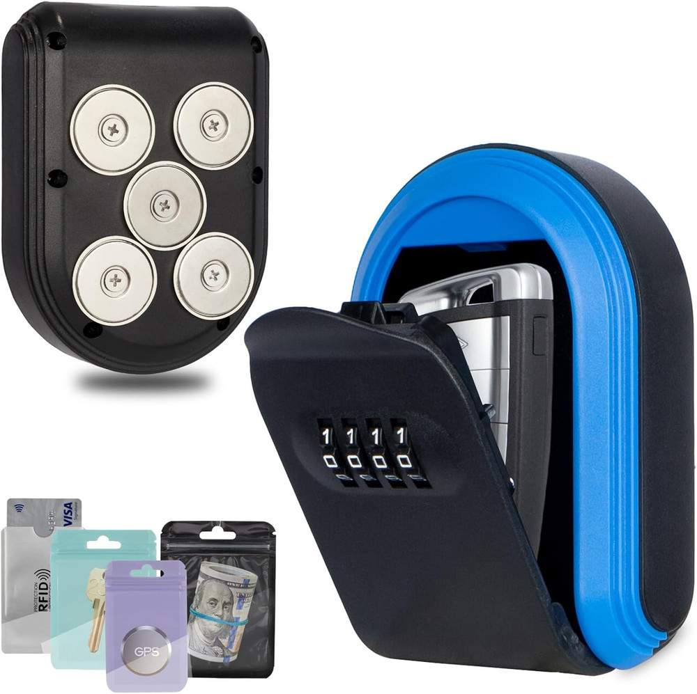 Magnetic Key Holder under Car,Hide a Key outside with Combination Lock Box,Reset