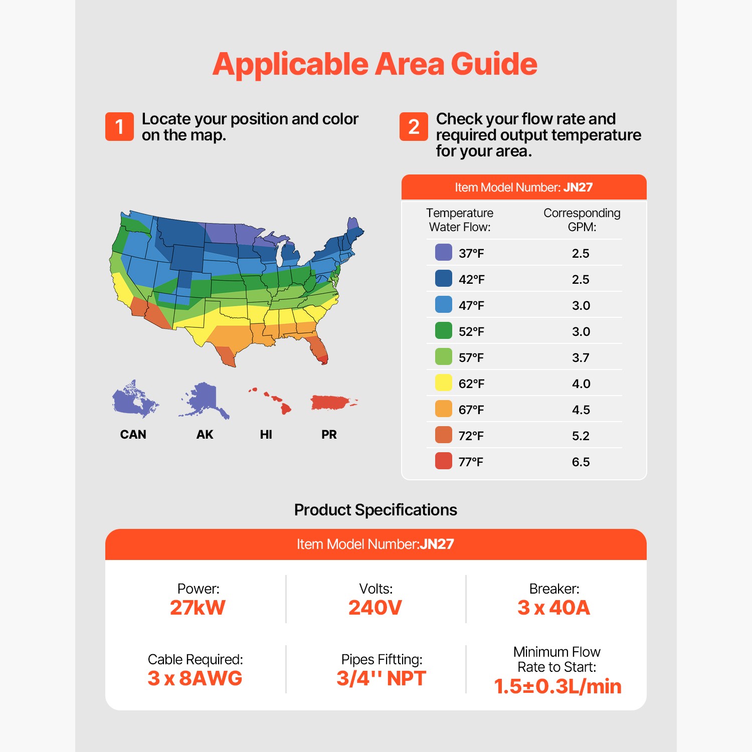 27KW Instant Hot Tankless Water Heater Electric Boiler for Shower Bathroom