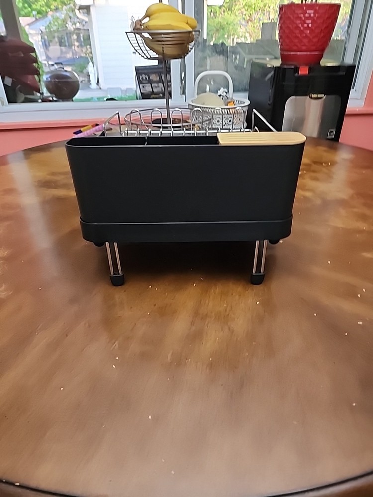 Aluminum Dish Drying Rack Black Silver Expandable