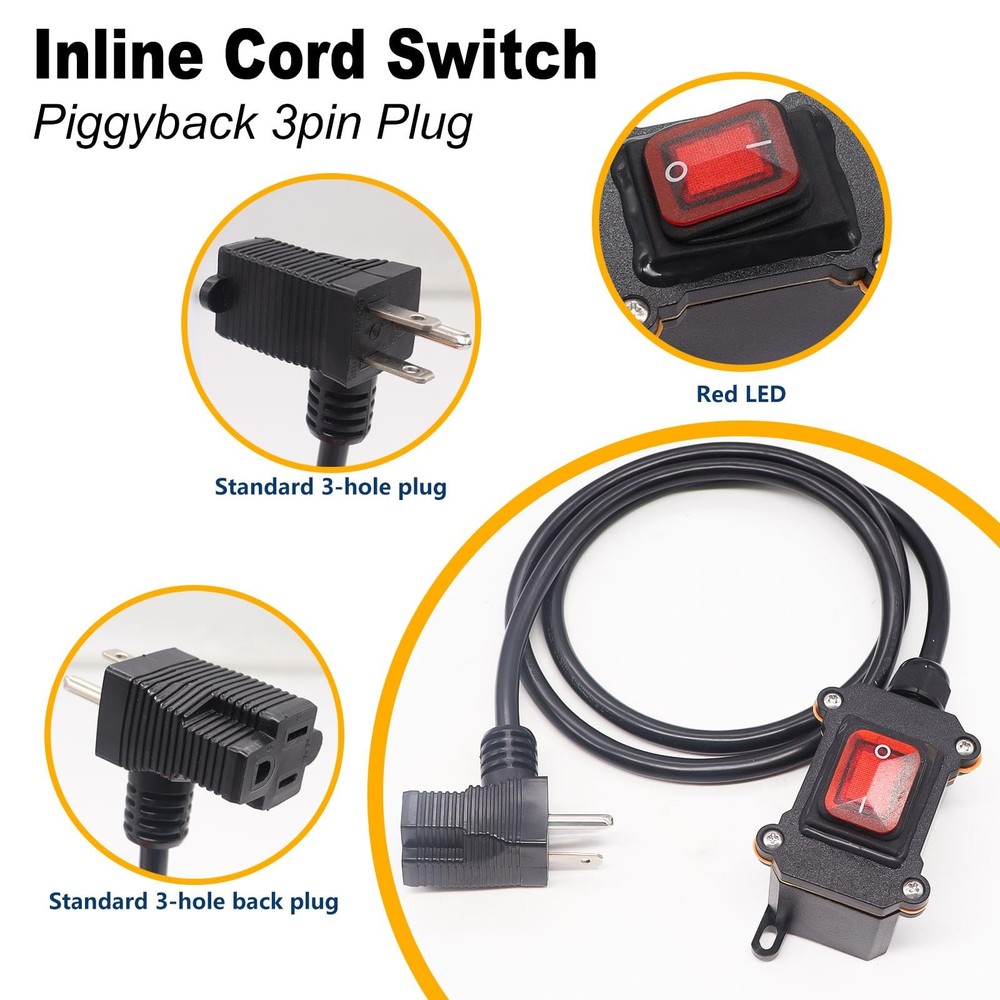 Extension Cord with Switch On/Off,IP67 Waterproof Inline Cord Switch with 4FT...