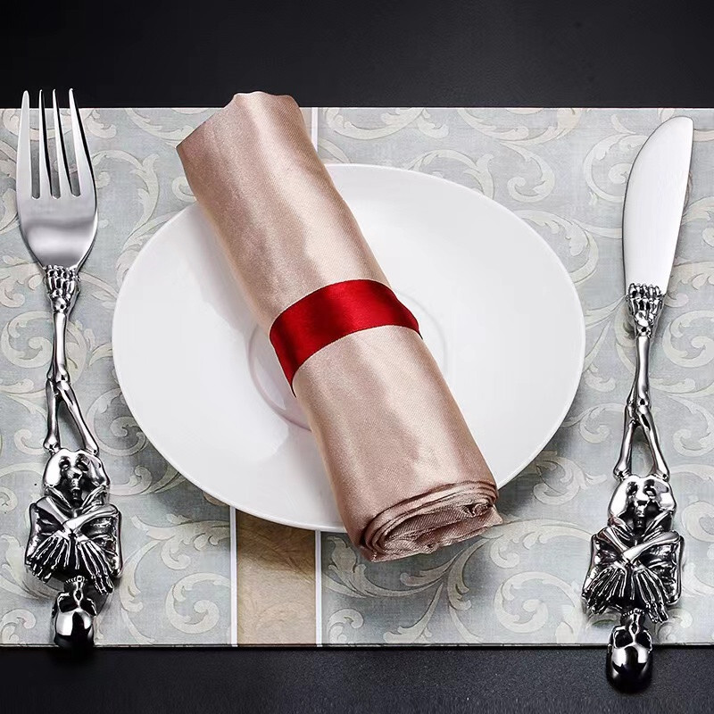 1 Set Stainless Skull Skeleton Spoon Fork Knife Dinnerware Set Tableware Gift