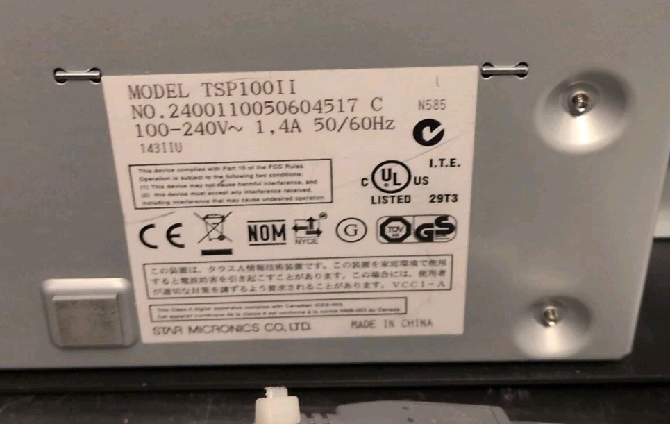 Star Micronics Receipt USB Printer TSP100II Thermal Eco FuturePRNT W/Cables