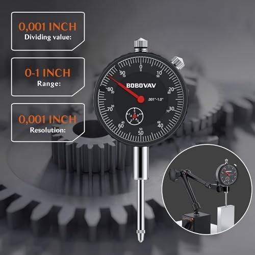 Dial Indicator with Magnetic Base Set, 0-1" Magnetic Base with Dial Indicator