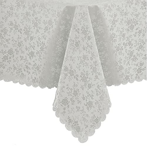 Waterproof Vinyl Tablecloth, Rectangle Heavy 84" x 60" (Rectangular) Ivory