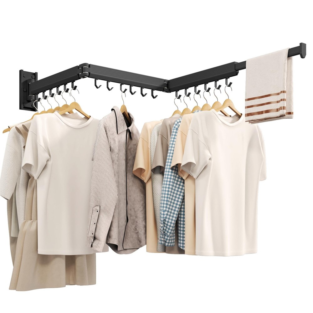 Wall Mounted Clothes Drying Rack, Collapsible Laundry Drying Rack, Retractabl...