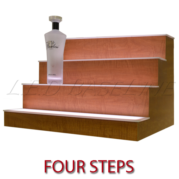 30" 4 Tier LED Lighted  Liquor Display Shelf - Maple Finish