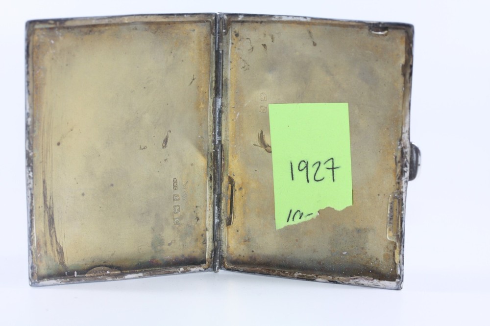 PUG DOG ANTIQUE SILVER CIGARETTE CASE 1927 HALLMARKED BIRMINGHAM