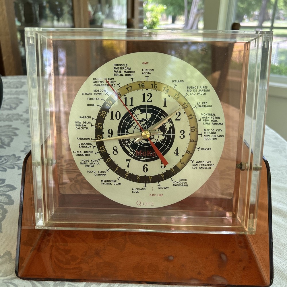 McKo Japanese Made World Time Clock Acrylic Case