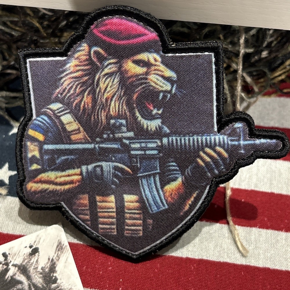 Lion Warrior Spirit Tactical Hook Loop Patch High Quality 3.5x3.5”