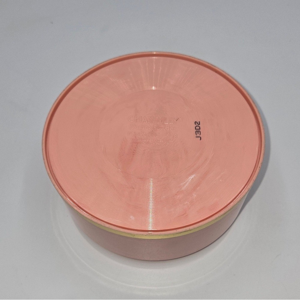 Vintage Chantilly Dusting Powder Box Solid Pink Plastic Case Empty