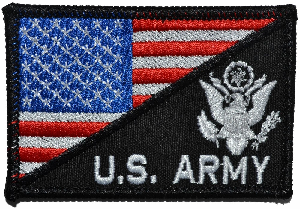 US Army Crest With Text USA Flag - 2.25x3.5 Patch