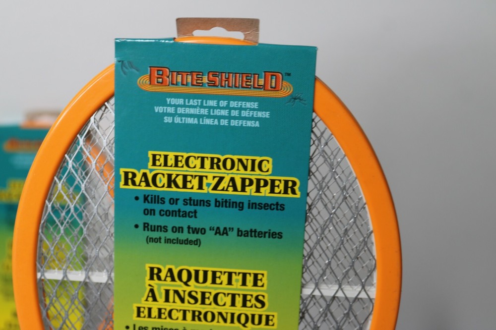 2 Pack - Bite Shield Electronic Bug Zapper Racket Kills Insects Mosquitoes Flies