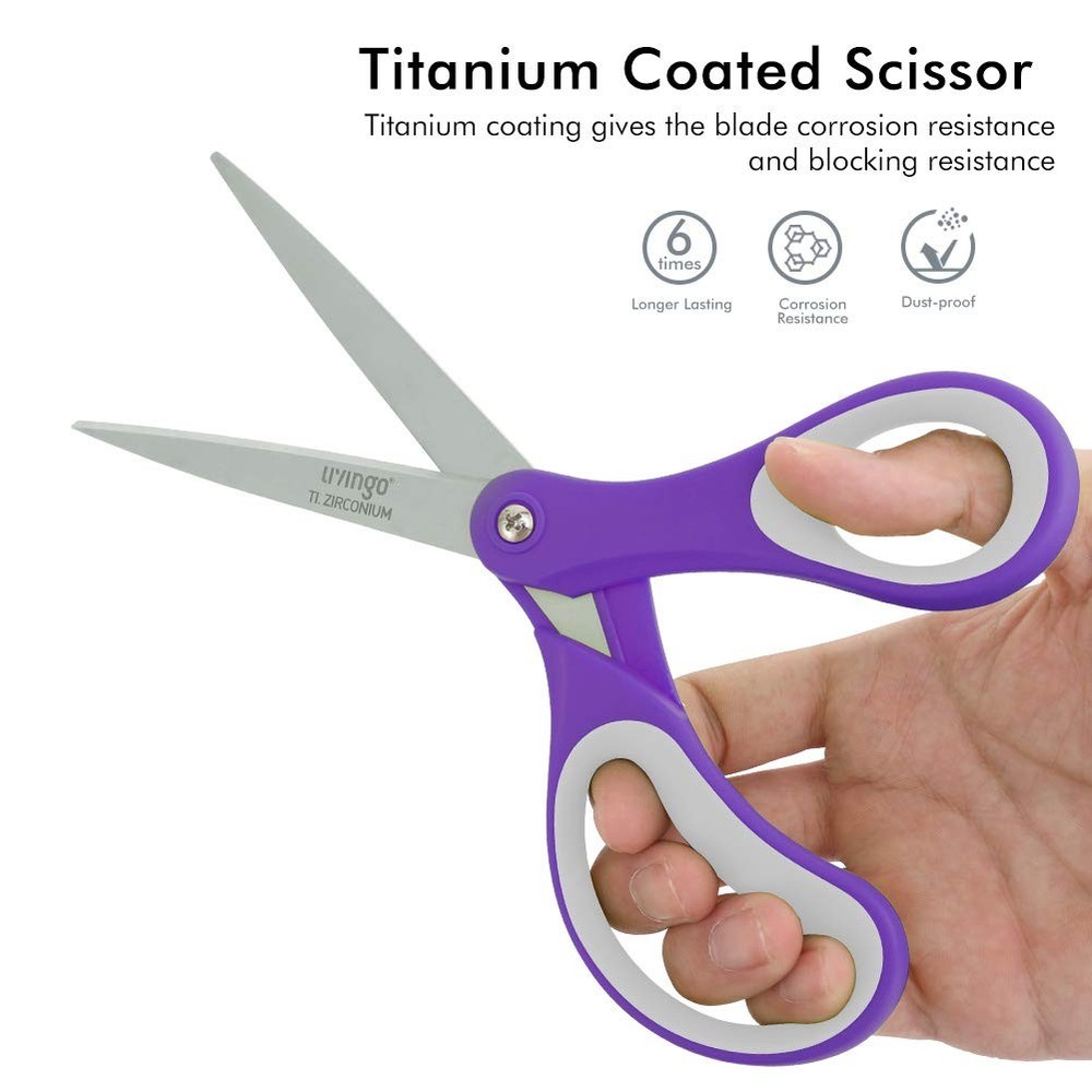 LIVINGO Scissors All Purpose, Student School Scissors, Sharp Titanium Coated ...