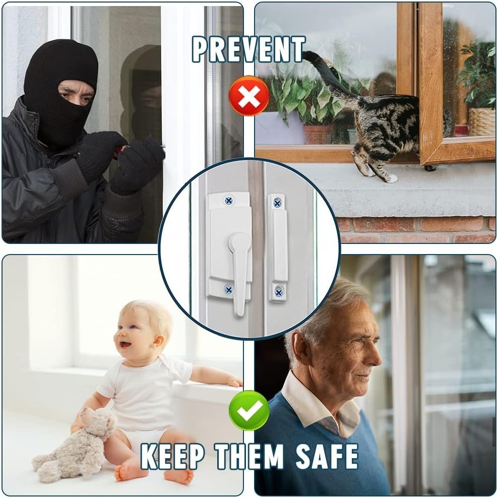 2 Pack Security Window Sash Locks - Fits Horizontal or Vertical Windows