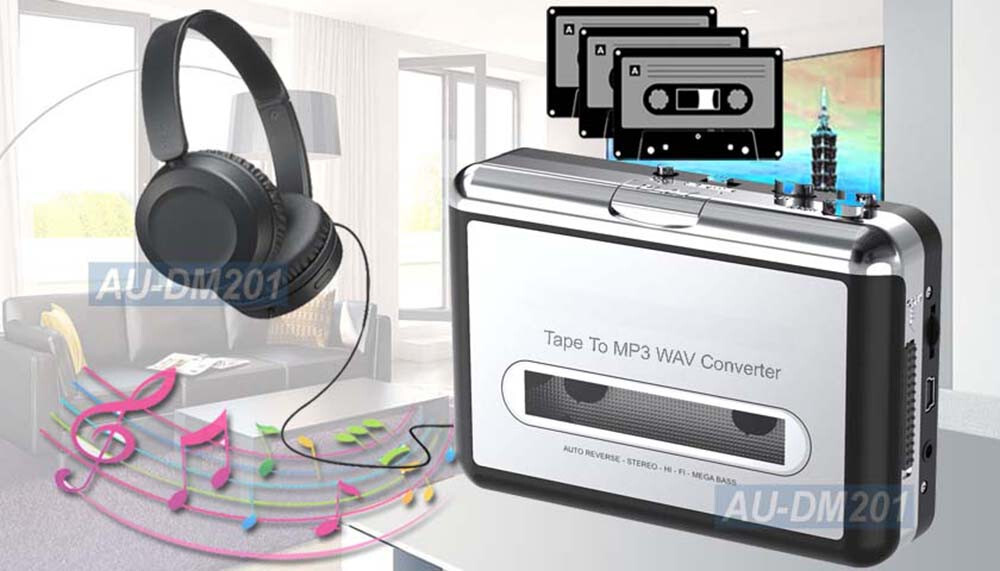 2-In-1 Cassette Player + USB Cassette Tape Recorder For PC Mac Linux System