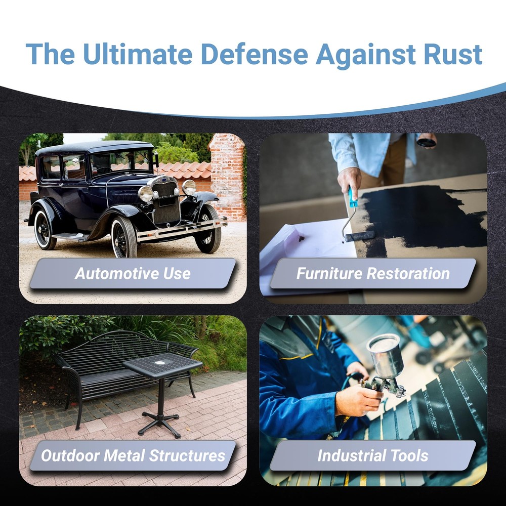 RUST BULLET BlackShell 1 Pint Gloss Black UV Resistant Metal Coating