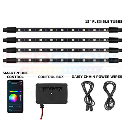 4pc Bluetooth Multi-Color LED Interior Footwell Underdash Neon Lighting Kit