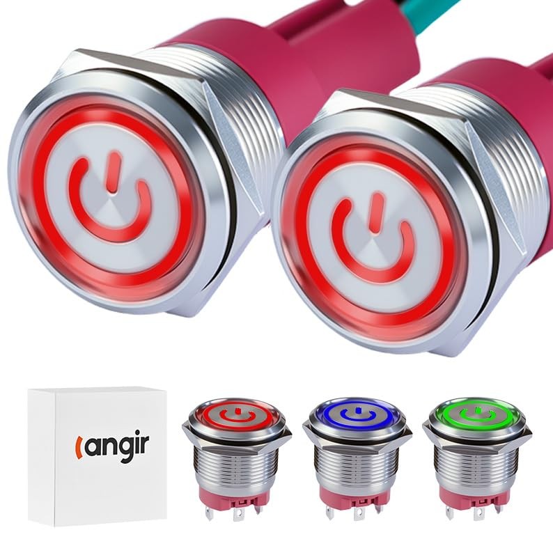 15Amp Push Button Switch，(0.75") 12V-24V Latching Push Button Switch 19mm Red