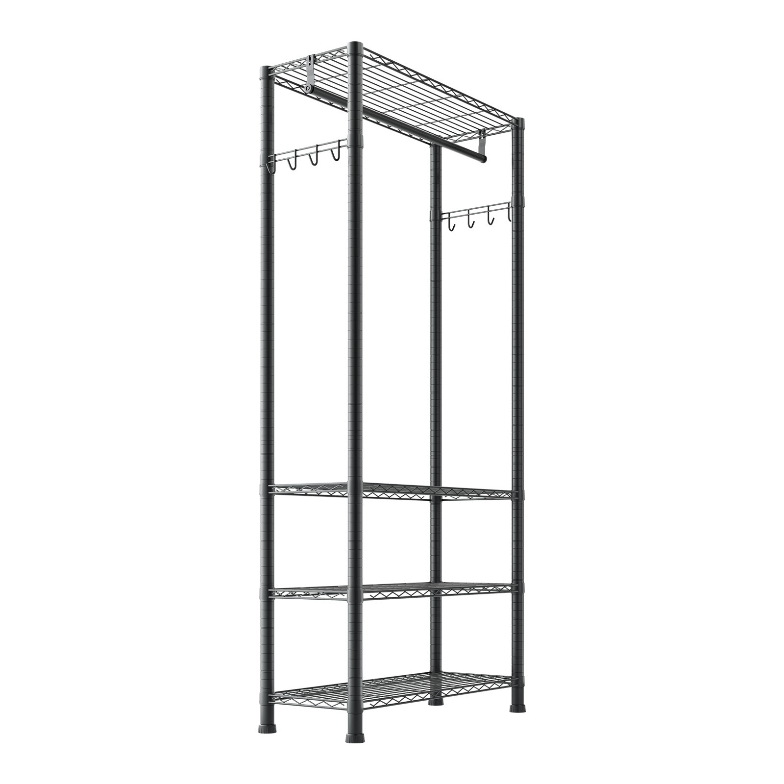 Uimoso 4-Tier Adjustable Height Garment and Closet Rack in Black