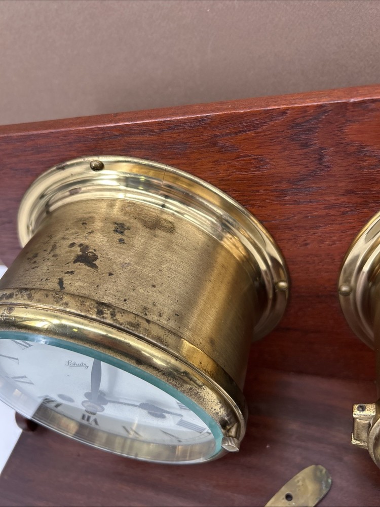 Schatz Ship's Strike clock barometer set Walnut Base READ NEED SERVICED / PATINA