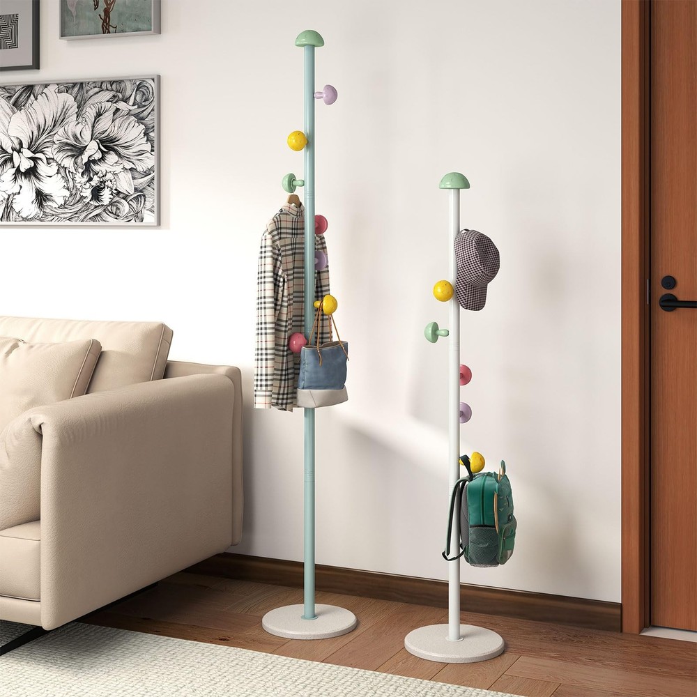 Permory Coath Rack Stand,Hall Coat Rack with 7 Hooks,3 Adjustable Sizes for B...
