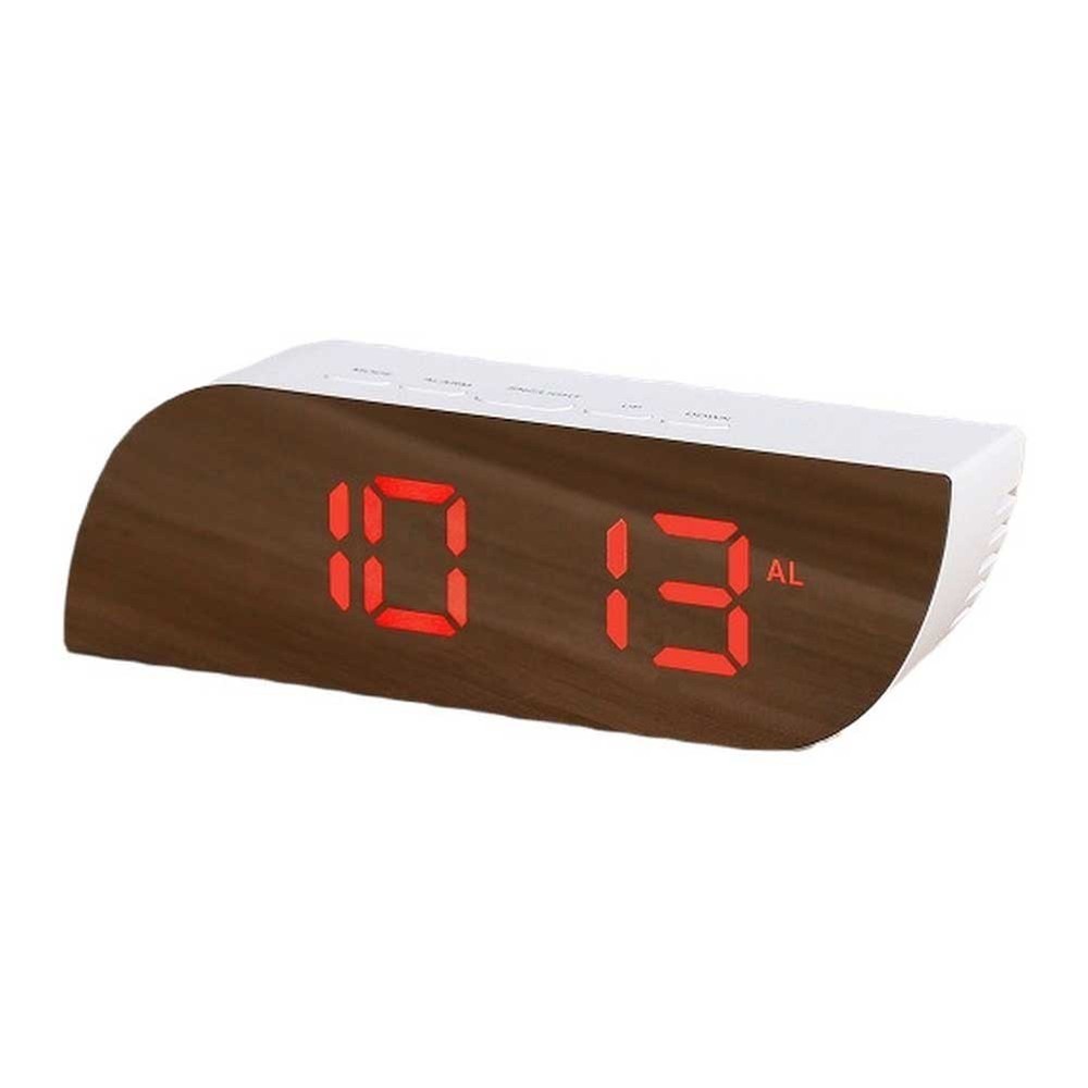 Compact Teardrop LED Alarm Clock with Makeup Mirror and Timer Function