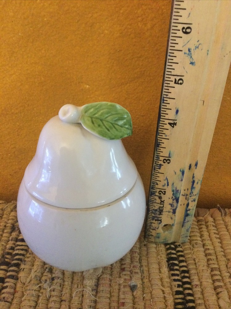 Vintage White Ceramic Numbered Pear Bowl With Lid