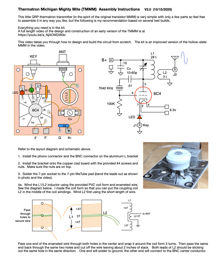 Ham Radio Vacuum-tube (Thermatron) QRP CW Michigan Mighty Mite Transmitter Kit