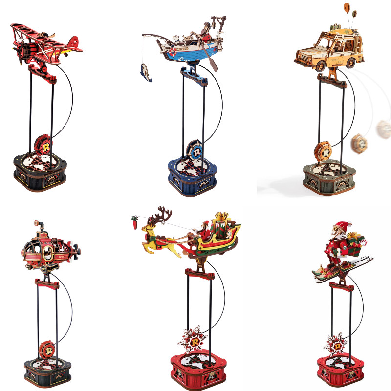 ROKR 6kits Sleigh Gravity Swing Series DIY Pendulum Toy 3D Puzzle Budding Toys