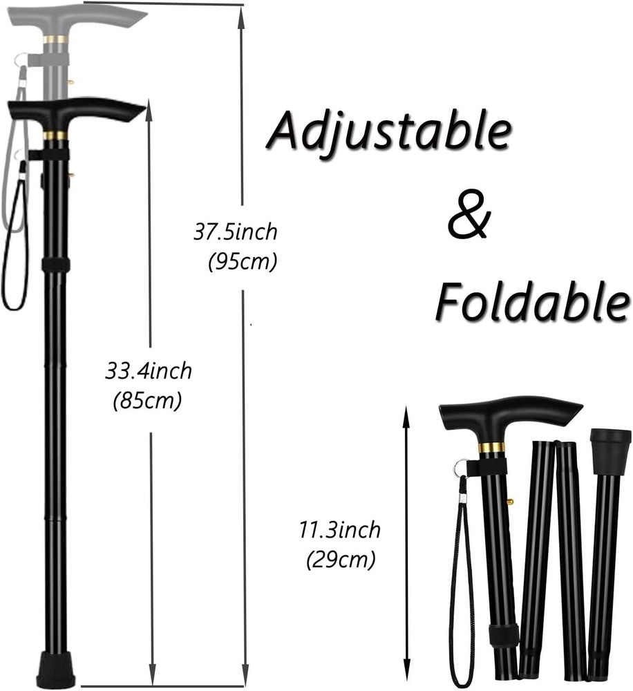 Durable Aluminum Walking Stick - Lightweight, Foldable & Adjustable for Mobility