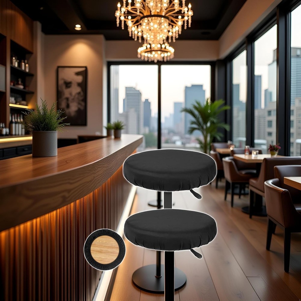 2 Pcs Bar Stool Covers, Soft Round High Elastic Bar Stool Cushion, Machine Wa...