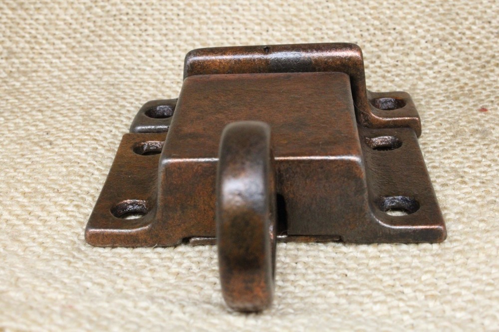 Old Cabinet Cupboard Latch Catch Ring Pull 2” Bronze Copper on Iron Vintage