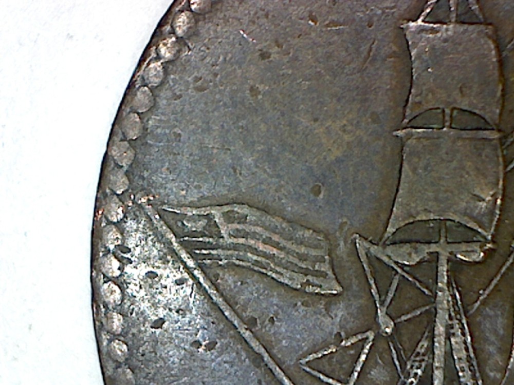 CANADA TOKEN SHIPS COLONIES & COMMERCE WITH AMERICAN FLAG
