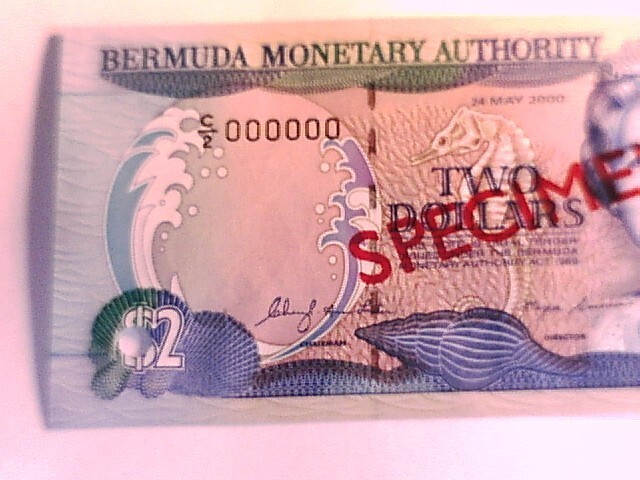 Bermuda 2000 Two Dollar SPECIMEN note Choice Crisp Uncirculated.