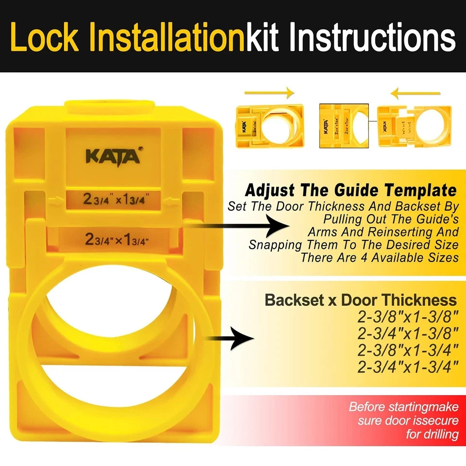 DOOR ENTRY LOCK INSTALLATION JIG DRILLING DRILL BIT GUIDE SET KIT TOOL HOLE