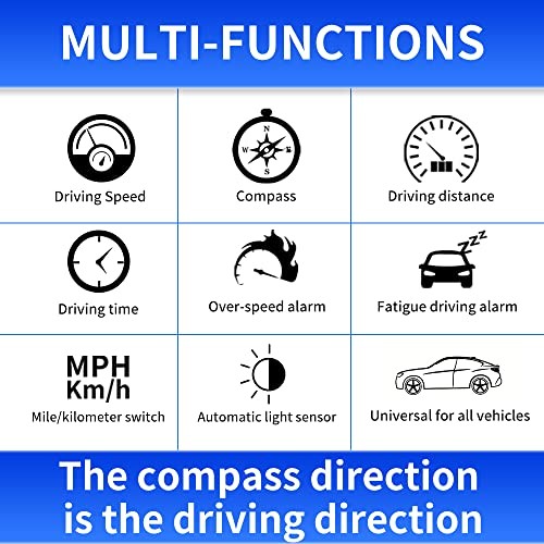 HUD Speedometer Odometer Compass Head Up Display GPS Digital Display Big