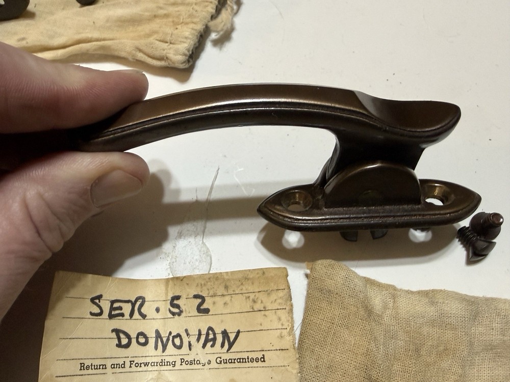 NOS SOLID BRASS DONOVAN SER S2 P2596 CAM HANDLE WINDOW LATCH RELEASING DEVICE
