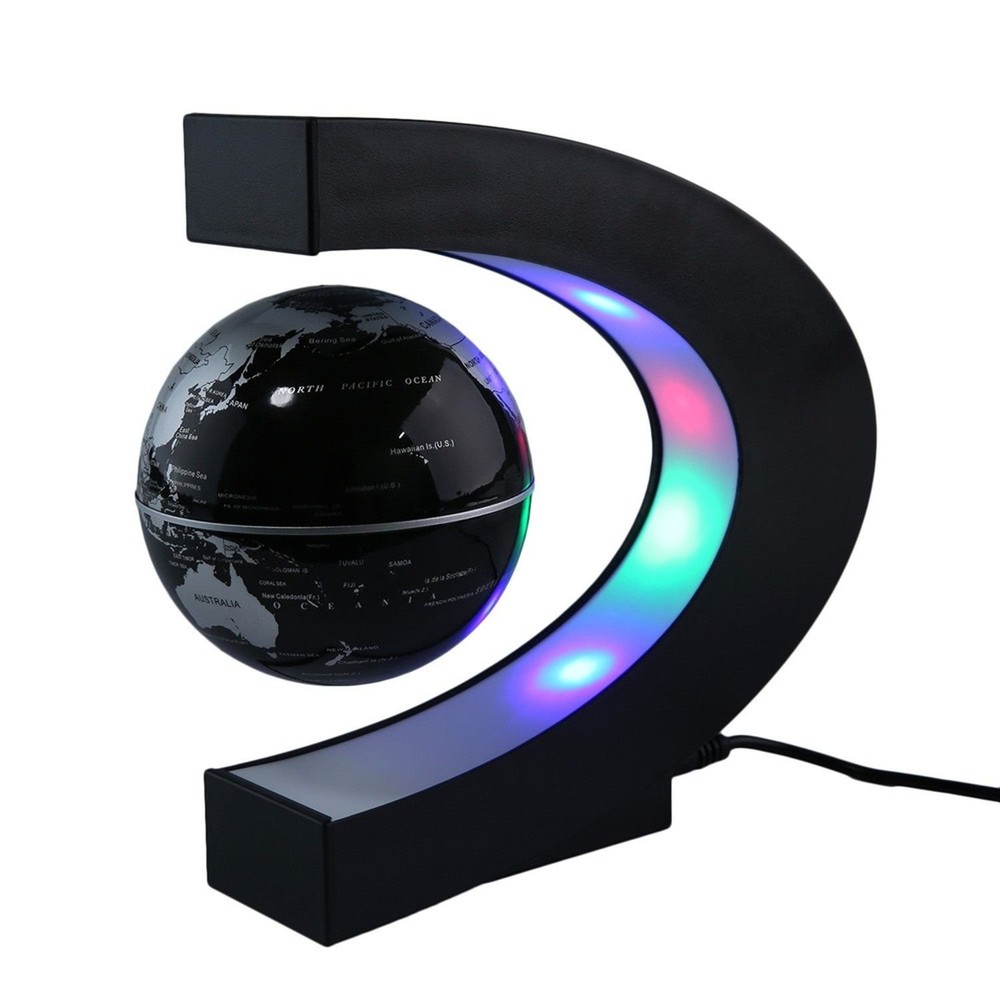 Magnetic Levitation Floating Globe 3 inch with LED Lights C Shape World Map.