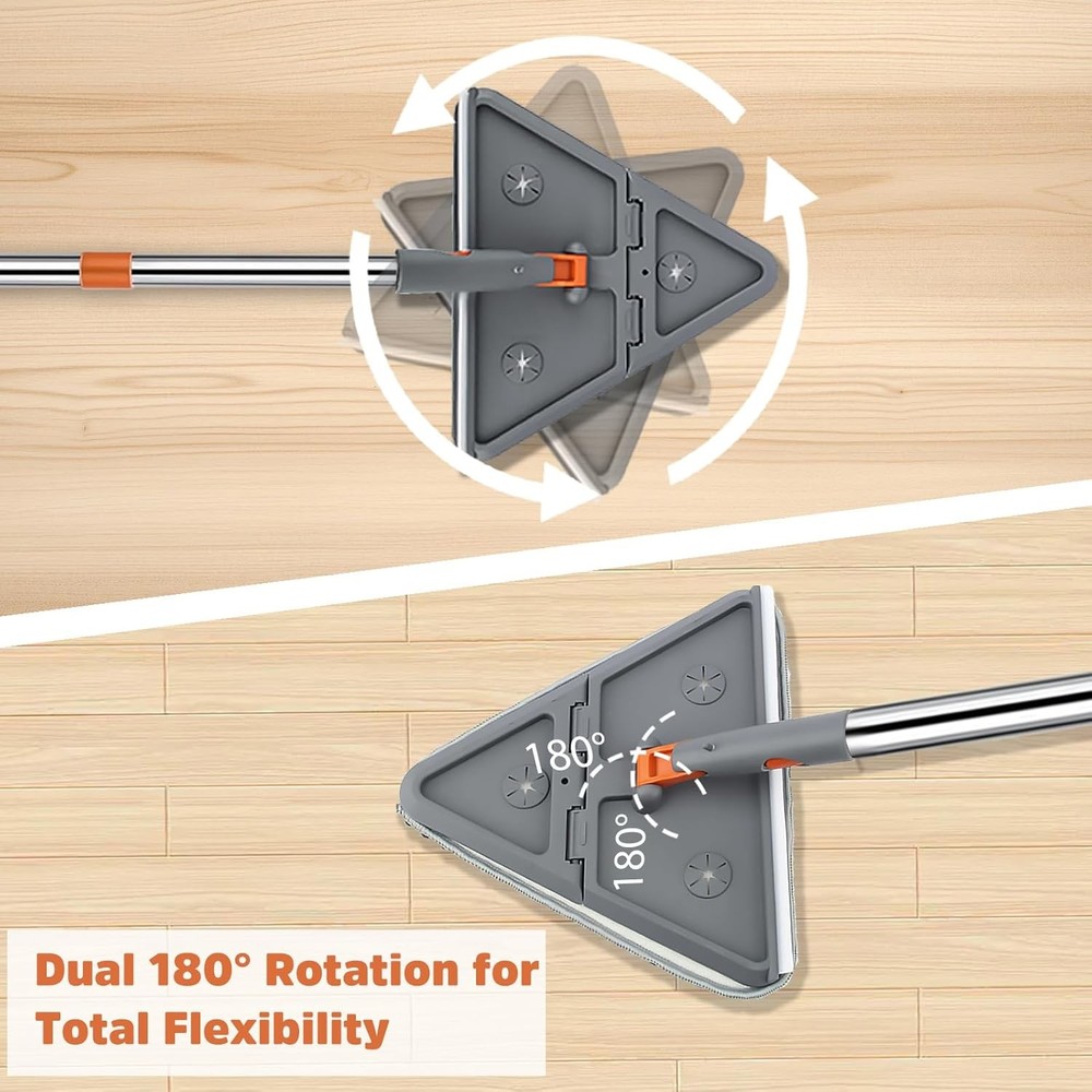 Wall Cleaner Mop with 94" Long Handle, 2-in-1 Triangle & Rectangle Head