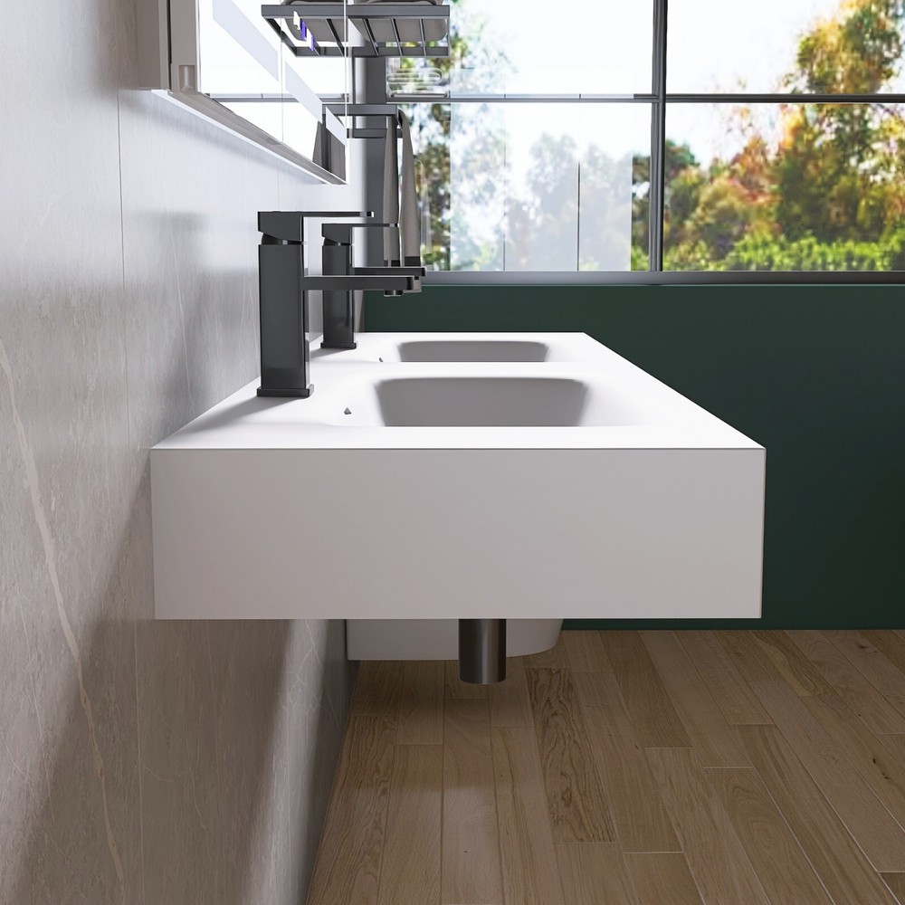 59'' Wall Mounted Bathroom Sink Solid Surface Bathroom Vessel Sink