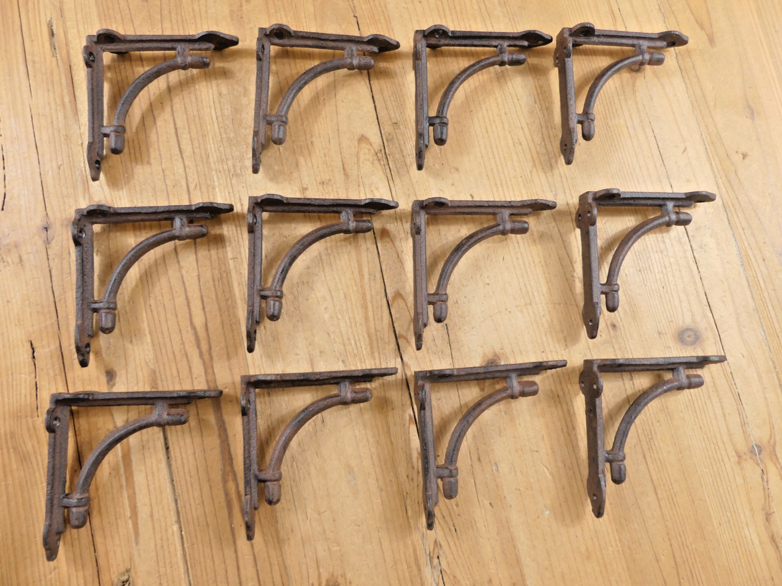 12 Shelf Brackets Corbels Wall Cast Iron SMALL Rustic Farmhouse 4 3/8" X 4 3/8"