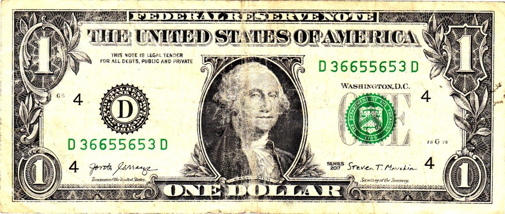 $1 2017 Fancy Serial D36655653D