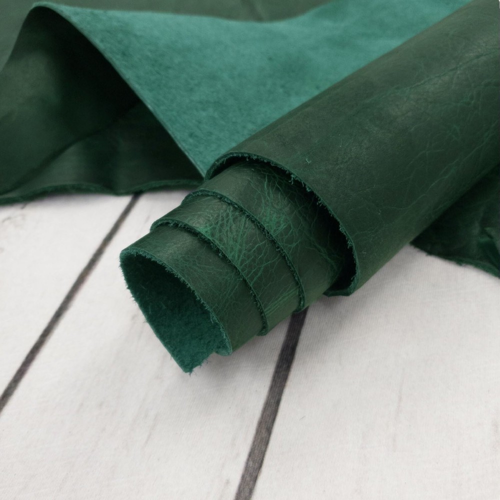 Genuine Bison Sides Project Pieces Green Pull Up 3-4 OZ