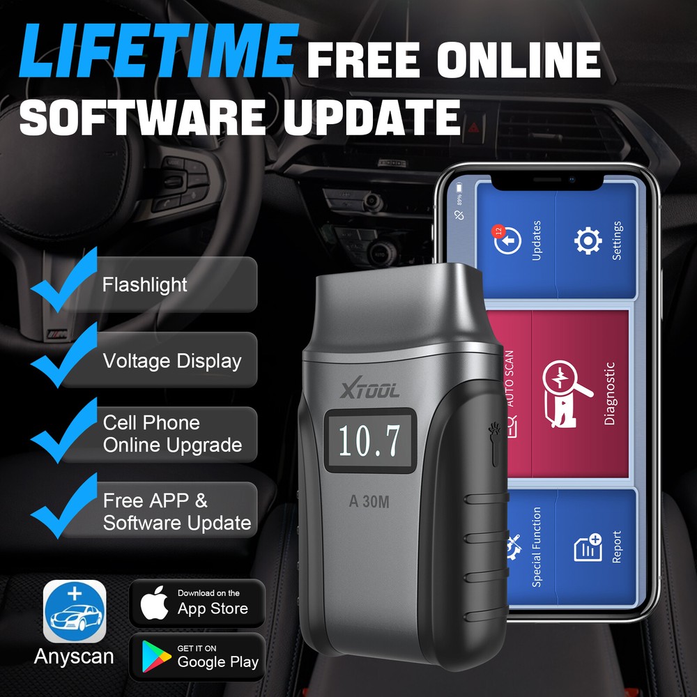 XTOOL A30M Full System Diagnostic Bluetooth Scanner Acitve Test Tool 21+ Service