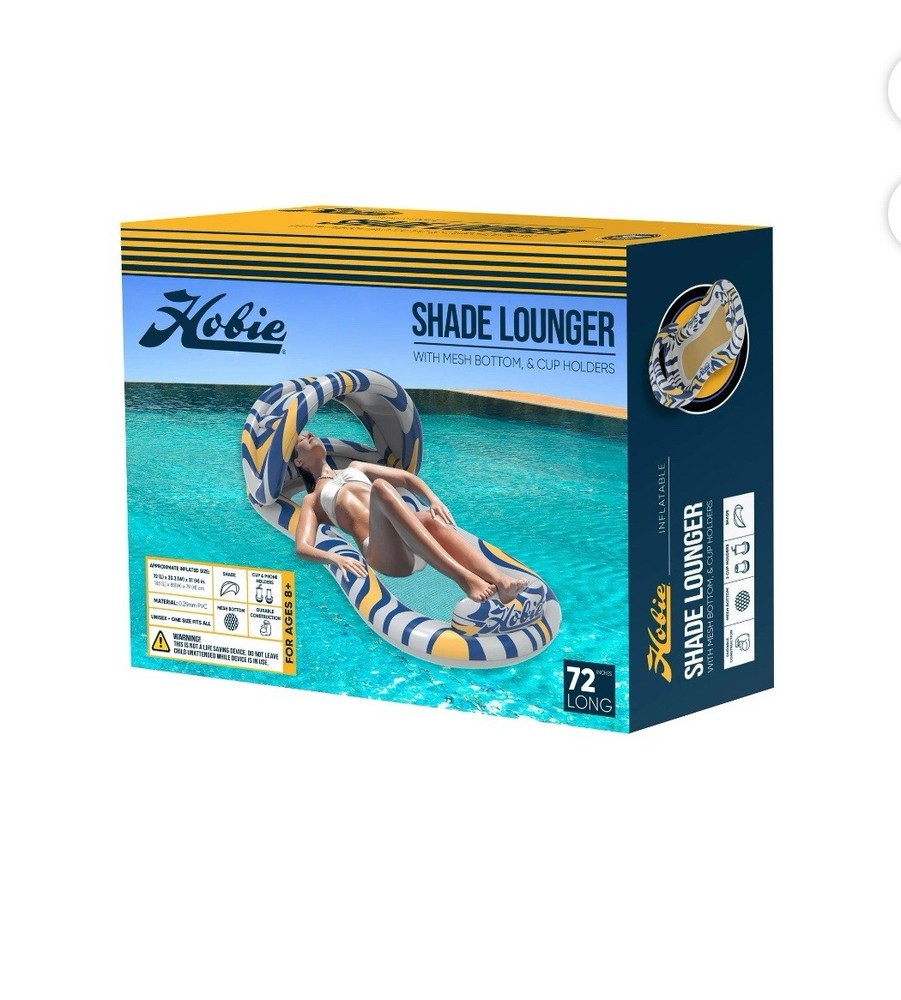 Hobie Inflatable Pool Lounger Float with Shade New