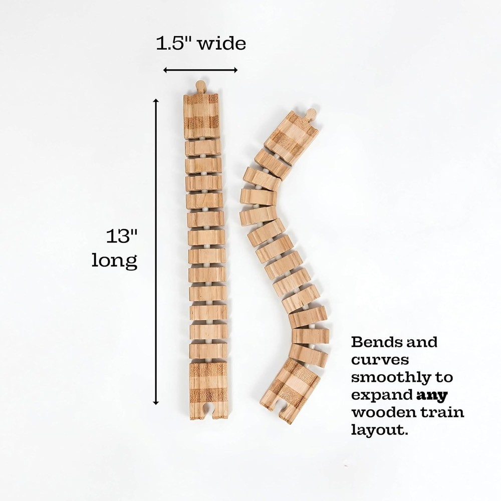 2-Pack Bendable Wooden Train Tracks - Accessories for Kids Train Sets