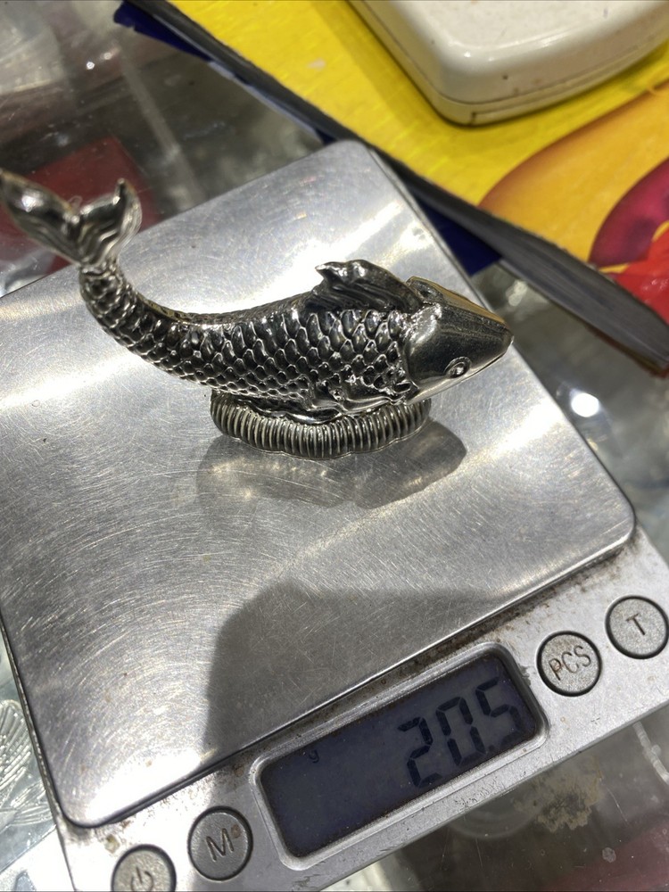 75% Purity Solid Silver Fish 20 Gram Prosperity Display Decor Minituares