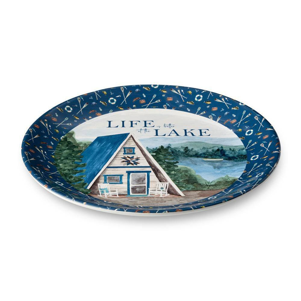 Wake at the Lake 13 In. Multi-Colored Ceramic Platter
