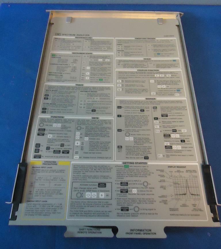 HP SPECTRUM ANALYZER BOTTOM PANEL AND PULL OUT SHEETS 85680-90029,30